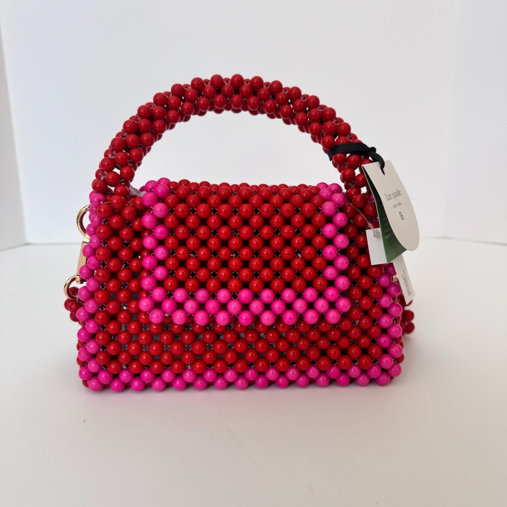 NWT ♠️ Kate Spade Target Colorblock Beaded Crossbody Red Pink Mini Bag Purse - Picture 3 of 12